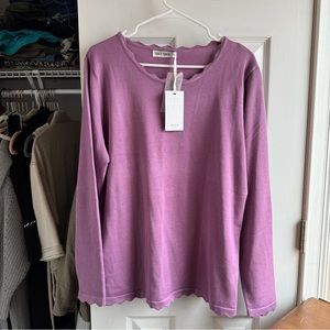 NWT purple scallop hem crew neck sweater